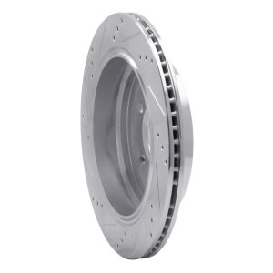 Land Rover LR3 Brake Rotor (1) - Rear Right - R1 Concepts - Drilled & Slotted - Silver - `05-`07